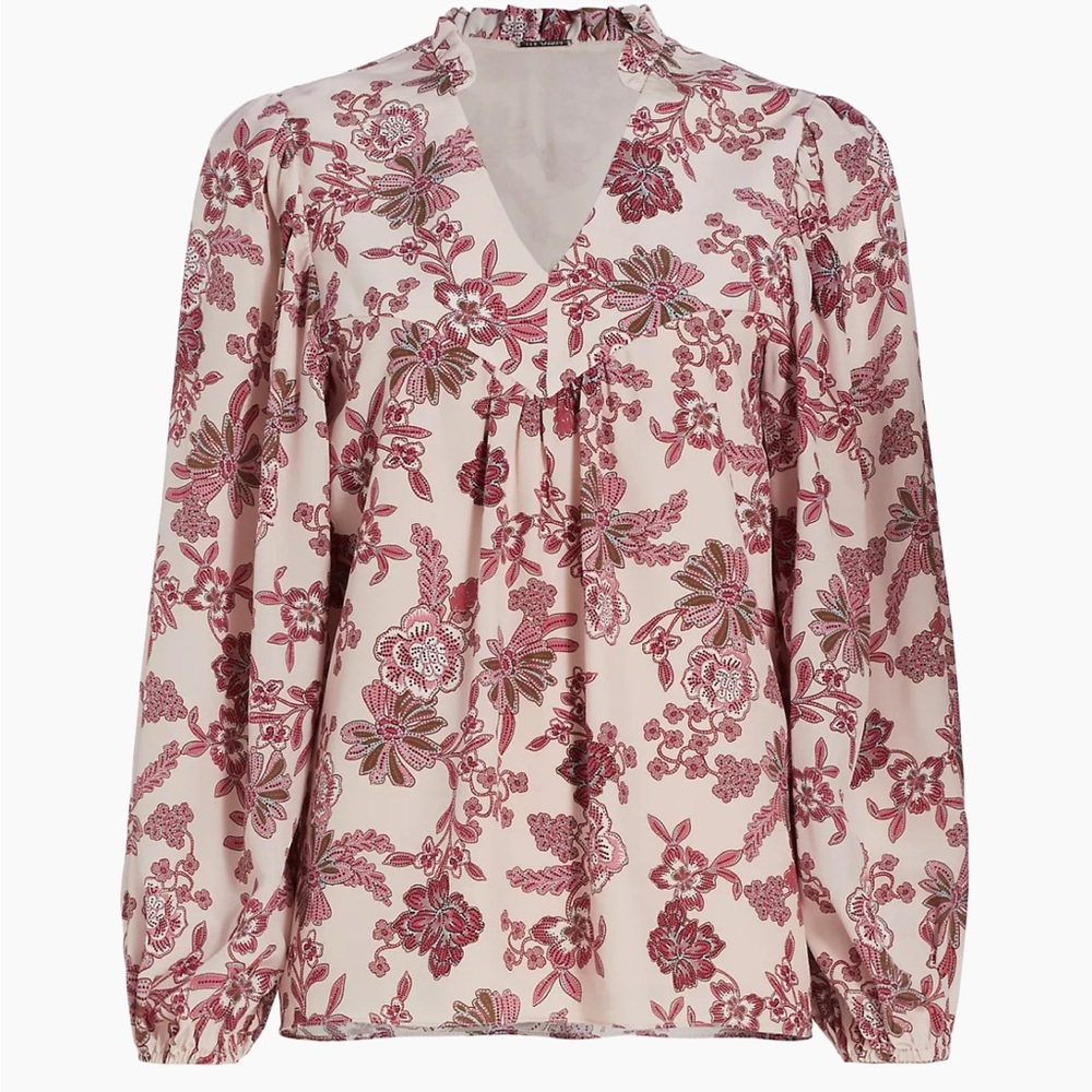 Elie Tahari Xynia Field Printed Silk Blouse size Medium. New Without Tags